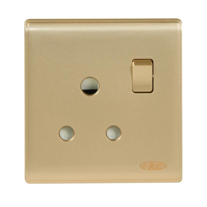 HEE Elegant Gold 15A 3 pin Round Socket with Switch